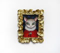 Katze Acryl Original, Gerahmtes Bild, Goldene Rahme