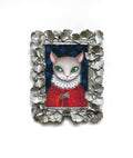 Katze Acryl Original, Gerahmtes Bild, Goldene Rahme