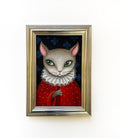 Katze Acryl Original, Gerahmtes Bild, Goldene Rahme