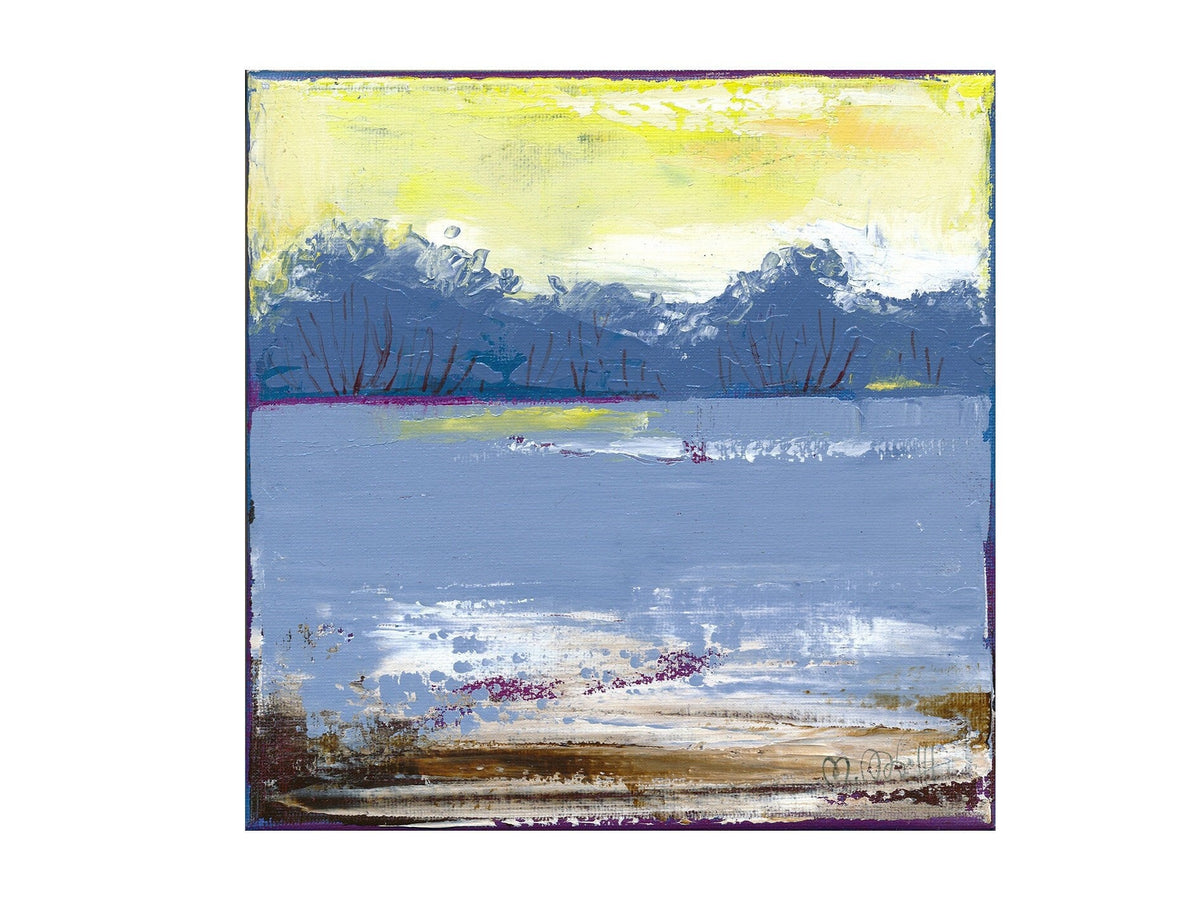Small Abstract Seascape Painting, Acrylic Canvas Art (20x20cm)