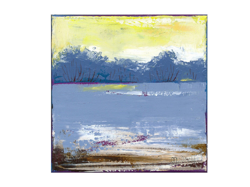 Small Abstract Seascape Painting, Acrylic Canvas Art (20x20cm)