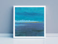 Small Blue Sea Abstract Painting, Modern Canvas Artwork (20x20cm)