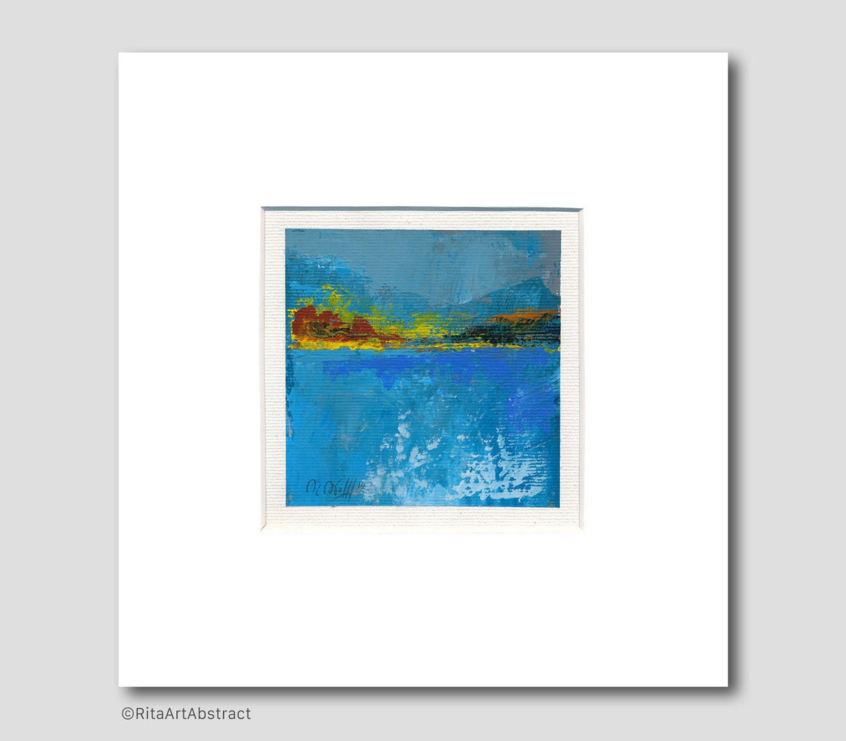 Acrylic  Original Painting on Canvas Small Abstract Landscape 10 х 10cm, Acryl Painting Art