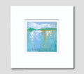 Blue Lagoon Original Abstract Painting on Canvas, 4” x 4”zoll