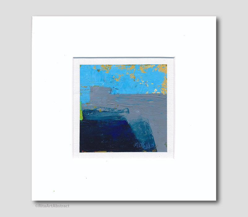 Small Abstract Acrylic Painting on Canvas in a passe-partout