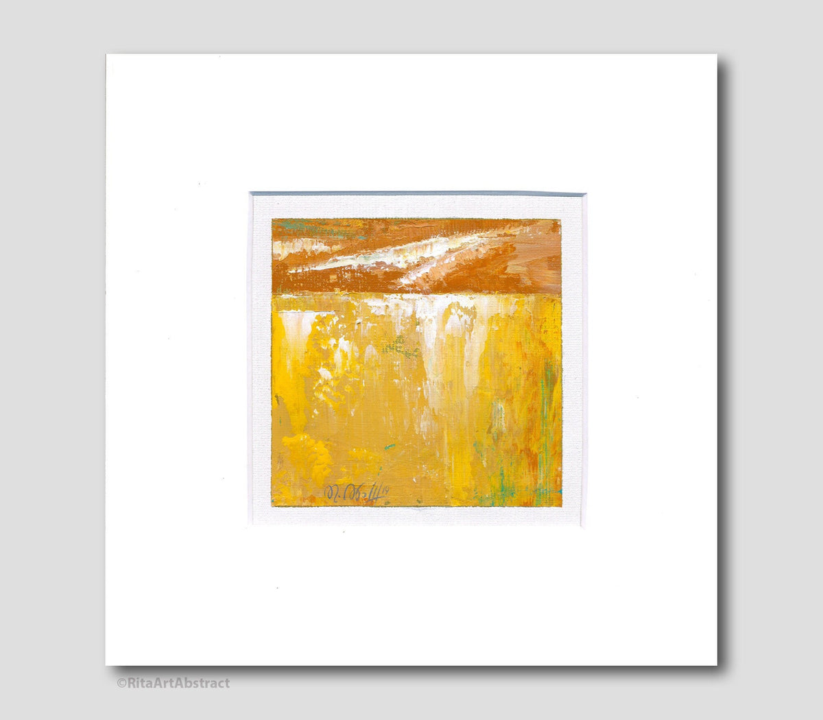 Origina Acrylic Painting on Canvas Small Abstract Landscape, 10 х 10cm, Acryl Painting Modern Art