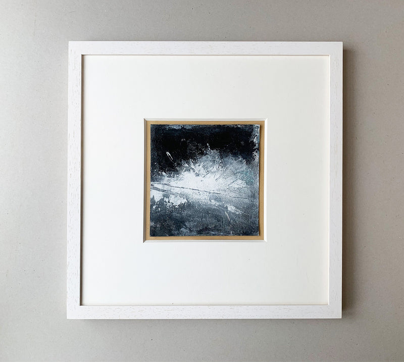 Original Black and White Abstract Landscape Painting, Small Wall Art