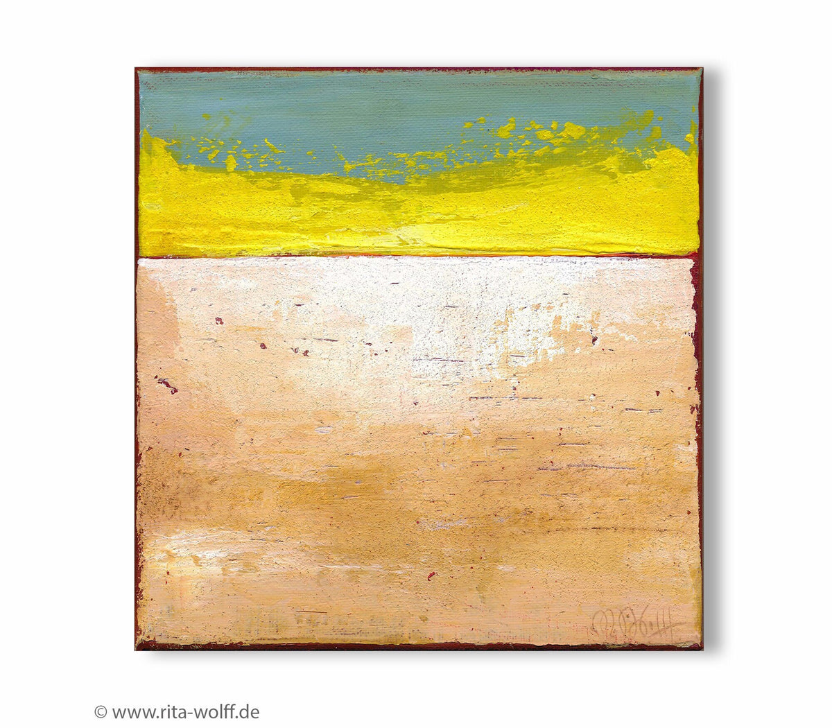 Small Abstract Seascape Painting, Modern Canvas Art (20x20cm)