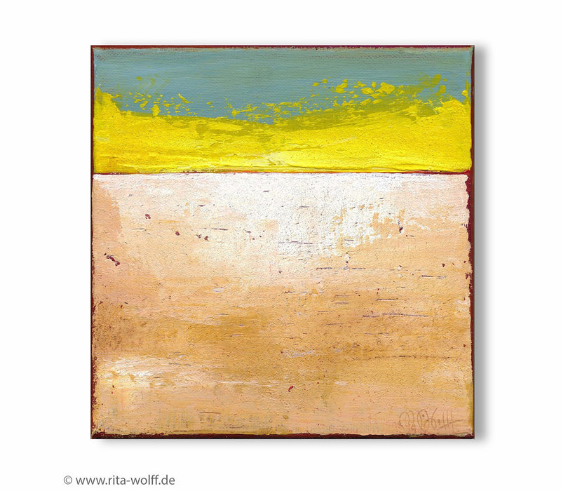 Small Abstract Seascape Painting, Modern Canvas Art (20x20cm)