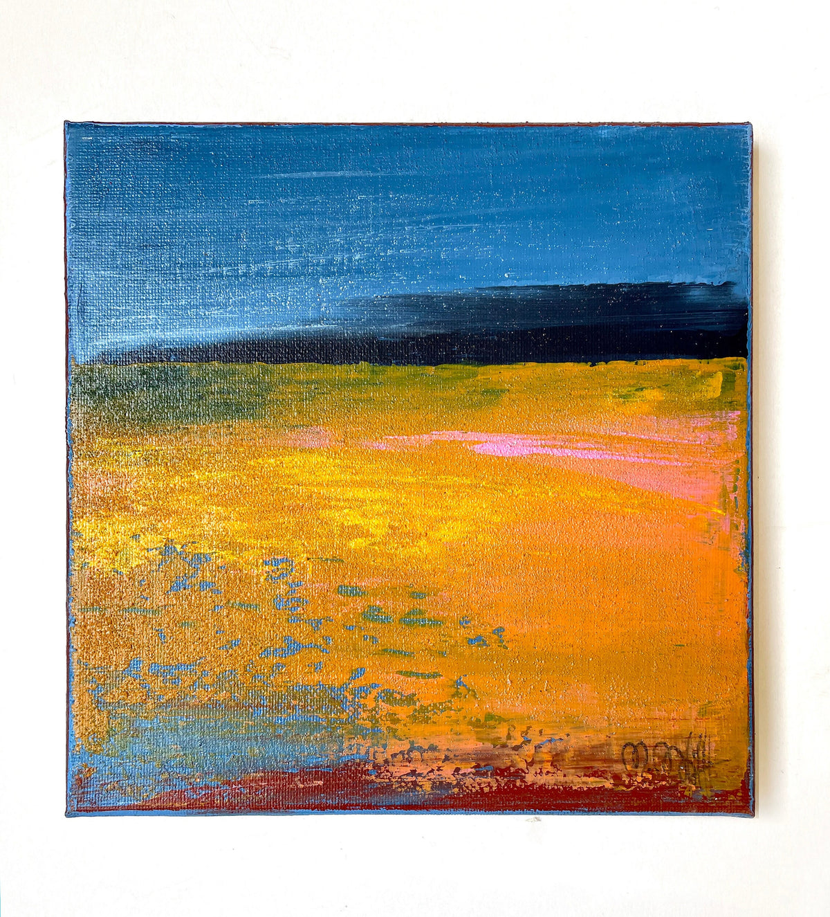 Small Abstract Landscape Painting, Modern Wall Art (20x20cm)