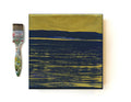 Original Abstract Seascape Painting, Blue and Gold Wall Art (20x20cm)