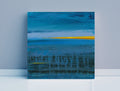Small Blue Abstract Seascape Painting, Modern Acrylic Artwork (20x20cm)