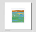 Small Green Meadow Abstract Painting, Original Acrylic Art (10x10cm)in a passe-partout 23x23cm.