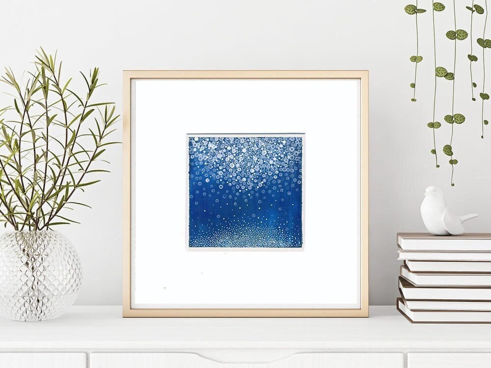 Small Abstract Landscape Painting, Original Acrylic Art (5x5 inch)