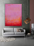 Red Abstract Acrylic Painting, Modern Wall Art, 11.8x15.7