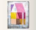 Small Abstract House Painting, Original Acrylic on Paper (30 x 40 cm)