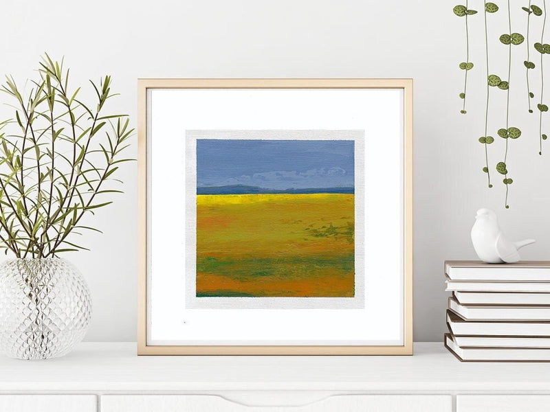 Original Abstract Landscape Acrylic Painting, Small Canvas Art (5.1" x 5.1")