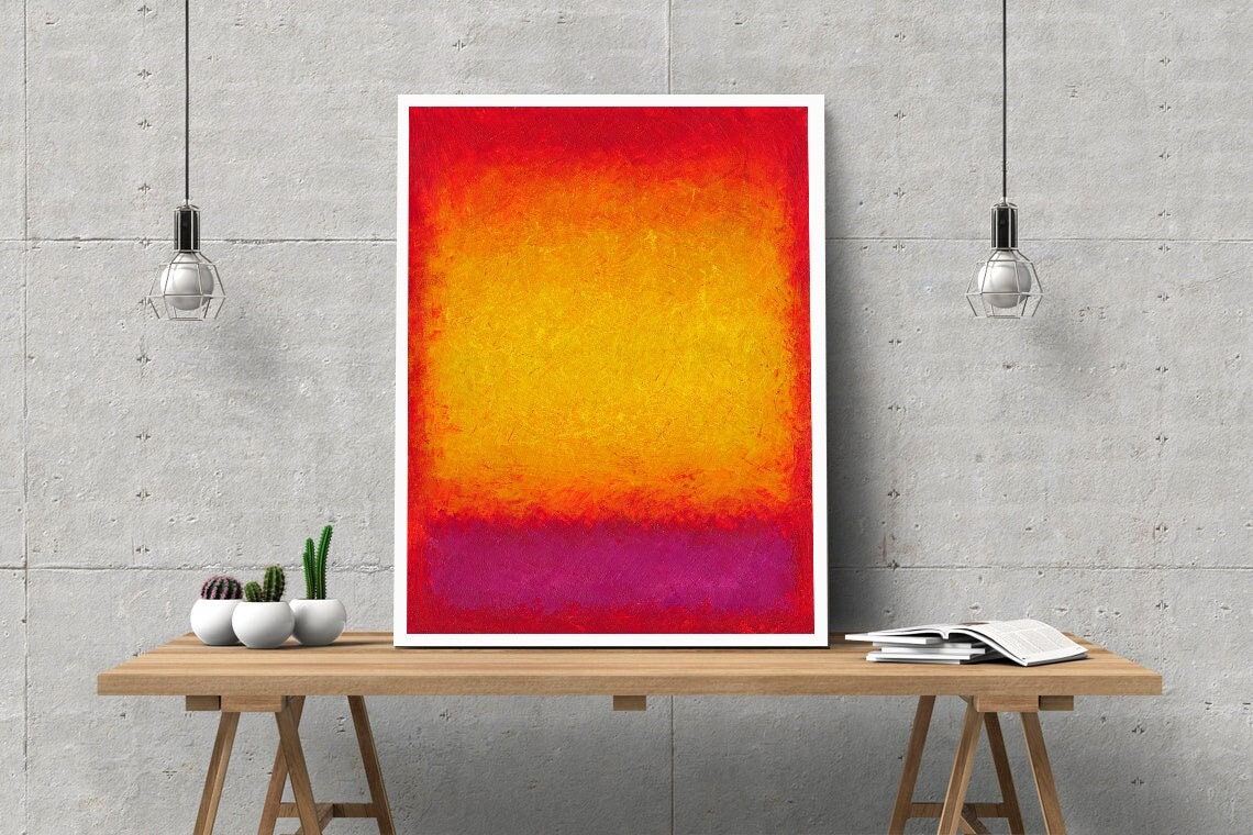 Original Abstract Acrylic Painting, Red Yellow Wall Art (11.8 x 15.7 inch)