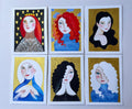 Original Malerei Porträt Aquarell Gold auf Papier  Kleine Original Gemälde