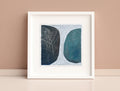 Small Abstract Landscape Painting, Beige White Brown Acrylic Art (5.1 x 5.1 inch)