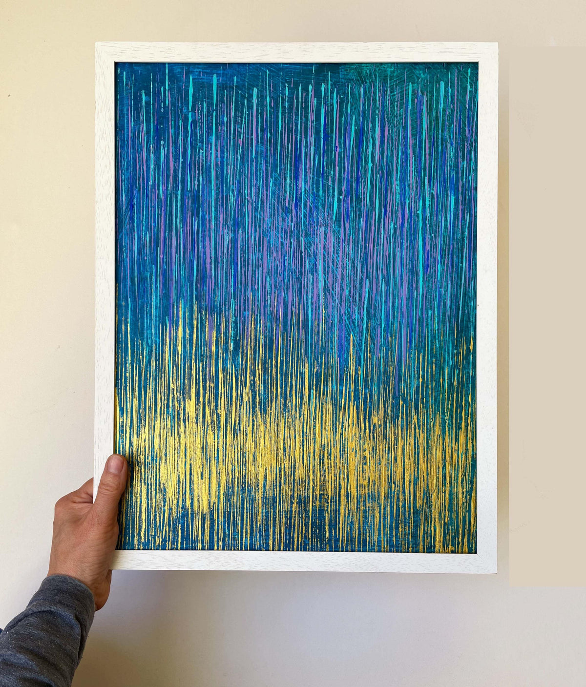 Original Abstract Painting, golden rain, Landscape Abstract, Modern Wall Art, Living Room Decor, Kitchen Decor