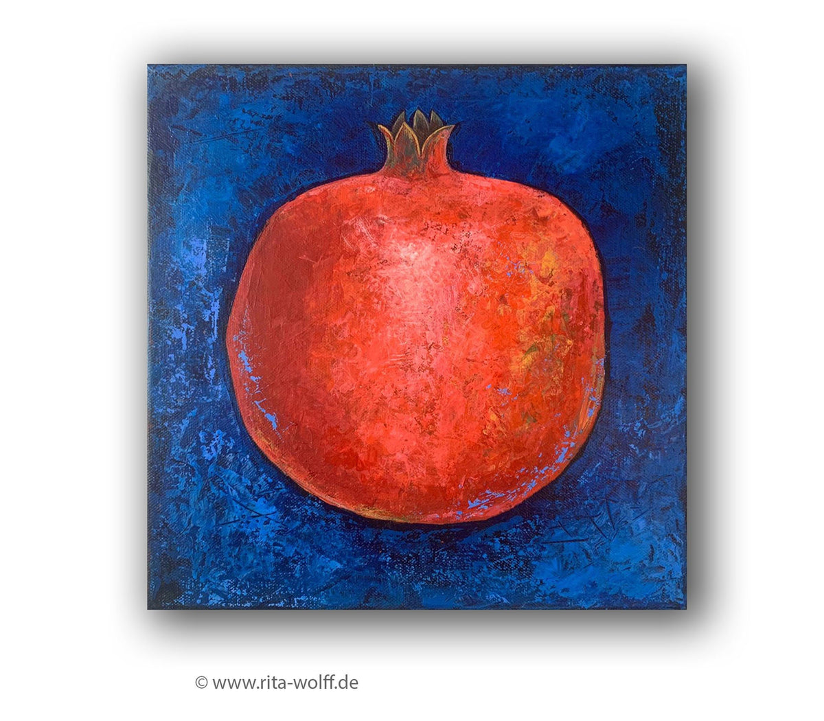 Granatapfel Acryl auf Leinwand Original Malerei Gemälde Unikat handgemalt 30 x 30 cm
