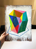 Diamond Abstract Acrylic Painting on Paper, Original Art (30x40cm)