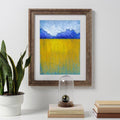 Original Yellow Field Abstract Painting, Modern Acrylic Wall Art (11.8 x 15.7 inch)