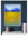 Original Yellow Field Abstract Painting, Modern Acrylic Wall Art (11.8 x 15.7 inch)
