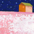 Original Evening House Abstract Painting, Colorful Modern Artwork (8x8" Canvas)