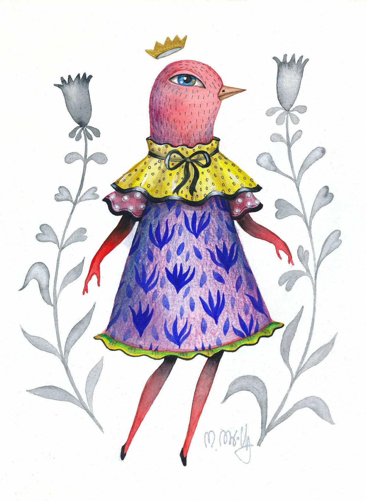 Original Aquarell Vogel, Original auf Aquarellpapier, Original Malerei