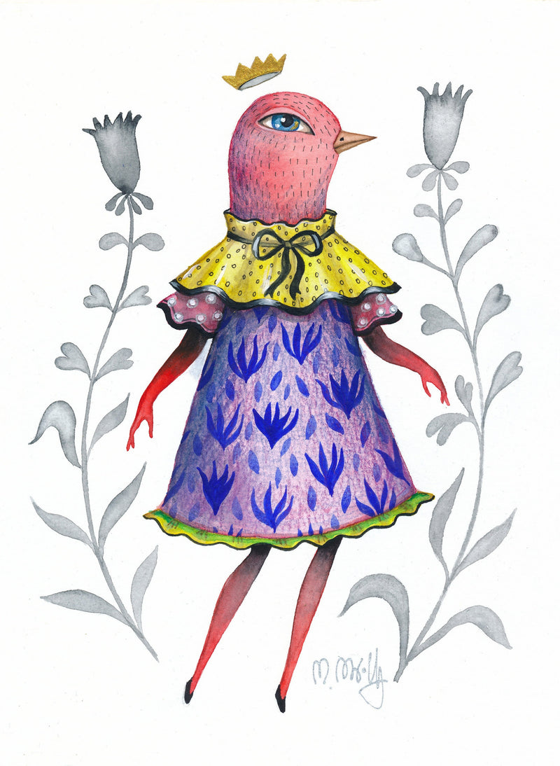 Original Aquarell Vogel, Original auf Aquarellpapier, Original Malerei