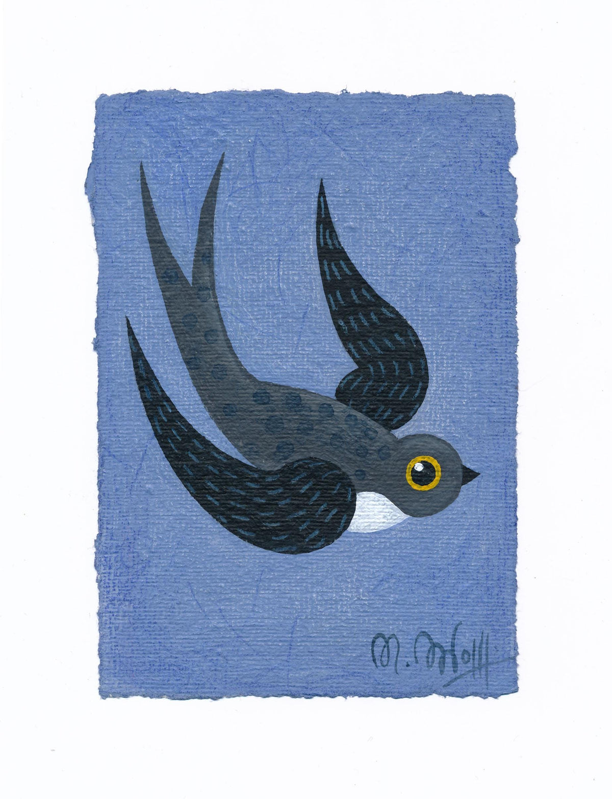 Vogel Minimalistische Malerei Original Malerei auf Aquarellpapier Kinderzimmer Wandkunst Christmas gift