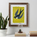 Original Malerei Vogel Minimalistische Malerei auf Aquarellpapier Schwalbe Kinderzimmer Wandkunst