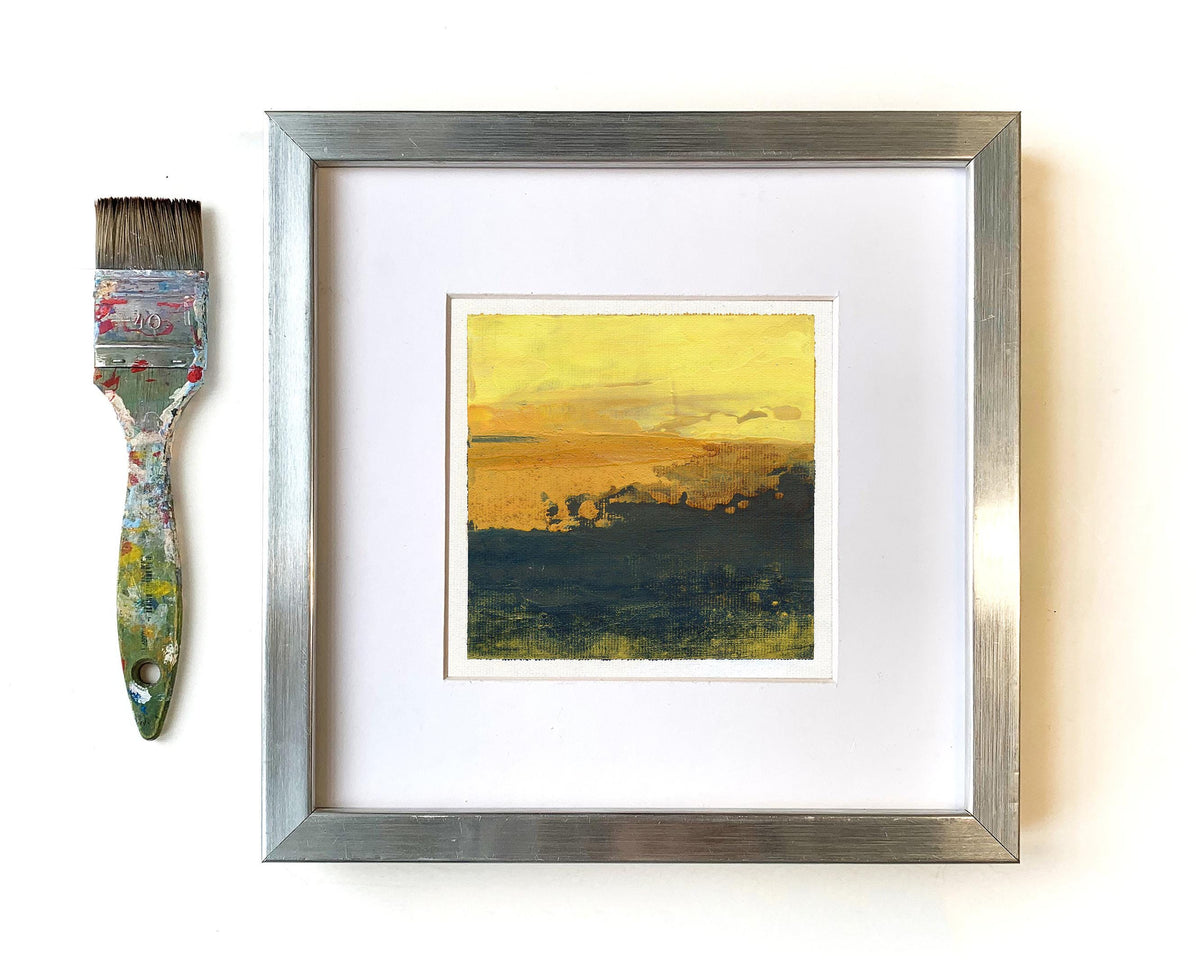 Small Abstract Landscape Acrylic Painting, Original Art (5.1" x 5.1")