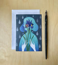 Postkarte, Handgemalte Kunstpostkarte Irisblüte – Aquarell-Illustration