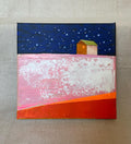 Original Evening House Abstract Painting, Colorful Modern Artwork (8x8" Canvas)