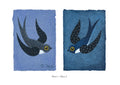 Original Malerei Vogel Minimalistische Malerei auf Aquarellpapier Schwalbe Kinderzimmer Wandkunst