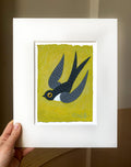 Original Malerei Vogel Minimalistische Malerei auf Aquarellpapier Schwalbe Kinderzimmer Wandkunst