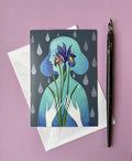 Postkarte, Handgemalte Kunstpostkarte Irisblüte – Aquarell-Illustration