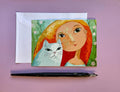 Postkarte Girl With Cat von Rita Wolff A6