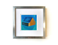 Small House Acrylic Painting on Canvas: Abstract Landscape Art (13x13cm)
