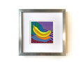 Banana Painting, Original Acrylic Still Life, Small Colorful Art (5.1")