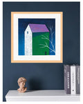 Small House Acrylic Painting on Canvas, Abstract Landscape Art (13x13 cm)