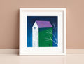 Small House Acrylic Painting on Canvas, Abstract Landscape Art (13x13 cm)