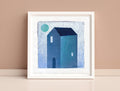 Small House Acrylic Painting on Canvas, Abstract Landscape (13 x 13 cm)
