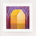 Small Abstract House Painting, Original Acrylic Canvas Art (13x13 cm)