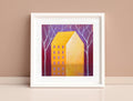 Small Abstract House Painting, Original Acrylic Canvas Art (13x13 cm)