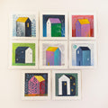 Small House Acrylic Painting on Canvas, Abstract Landscape (13x13cm)