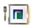 Small House Acrylic Painting on Canvas, Abstract Landscape Art (13x13 cm)